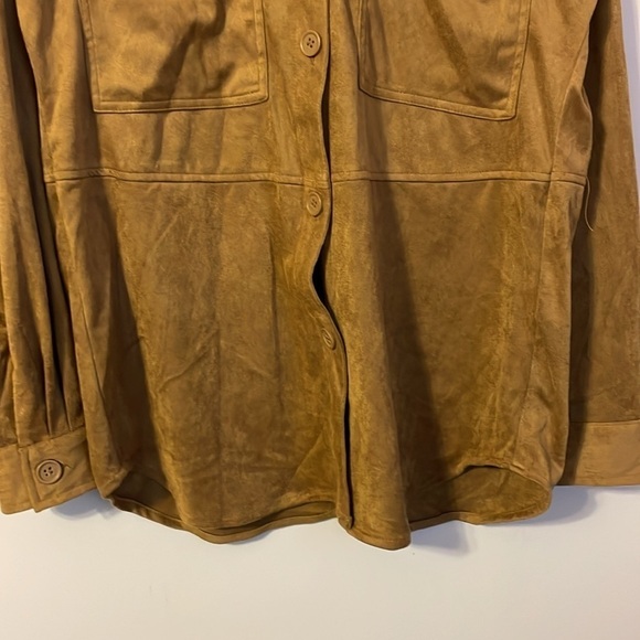 Max Studio Vicuna Brown Faux Suede Shacket Button Front size XS - Picture 3 of 14